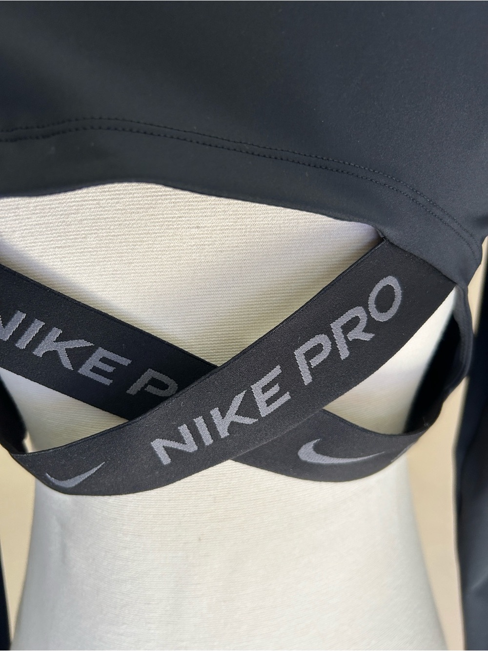 Nike Pro Black Long-Sleeve Performance Crop Top with Swoosh - Picture 7 of 11